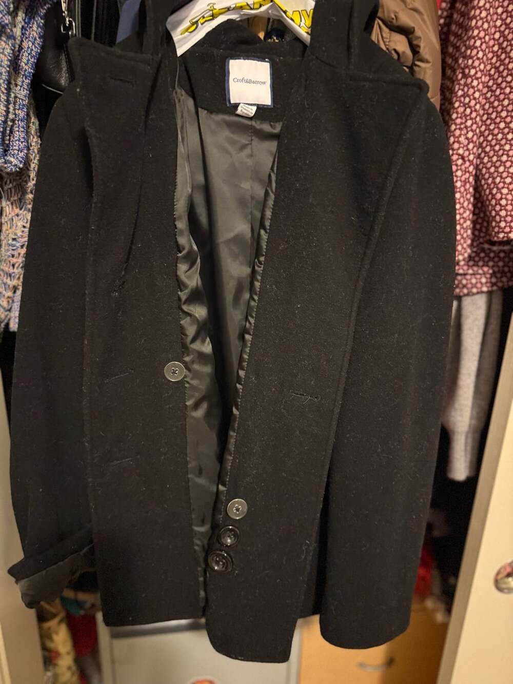 Croft & Barrow Black Peacoat Jacket With Hood